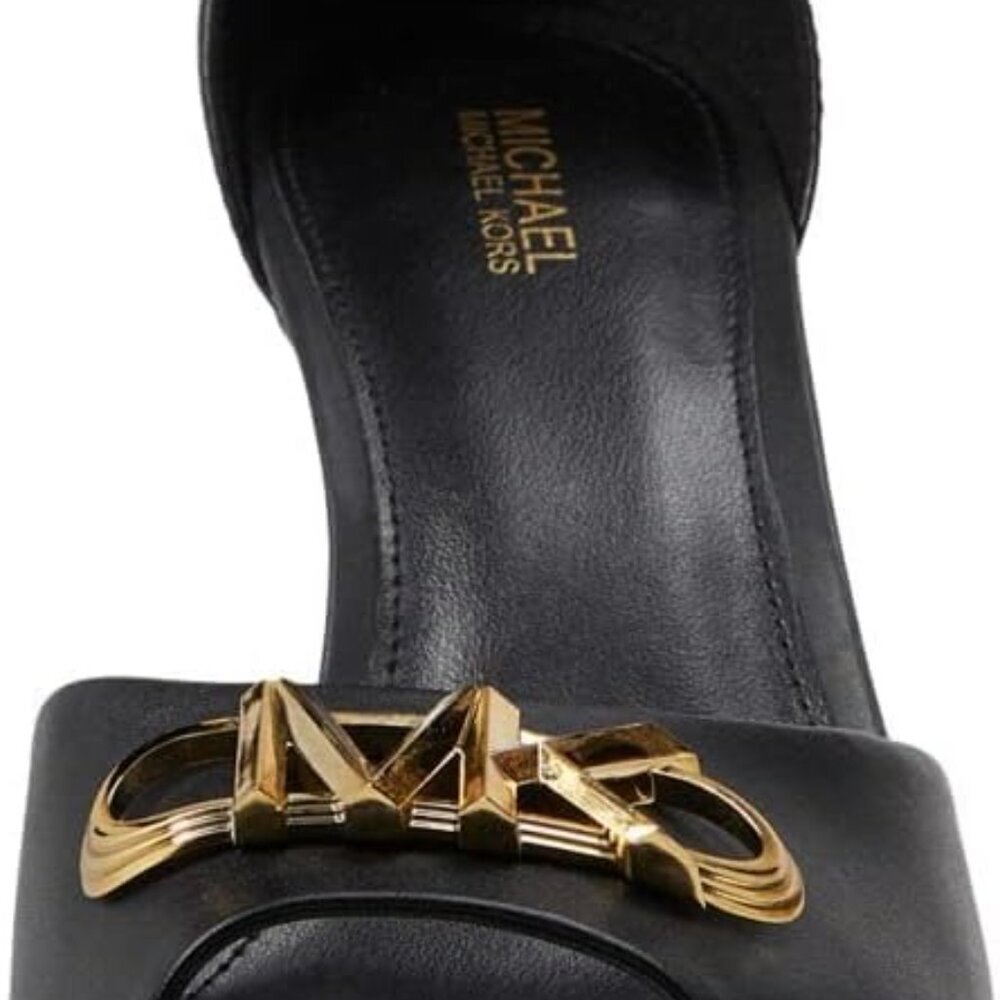 NEW MICHAEL KORS Martina Peep Toe Pump Black Leather Women's Size 9M - Picture 4 of 5